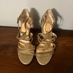 Gold rhinestone 3” heels